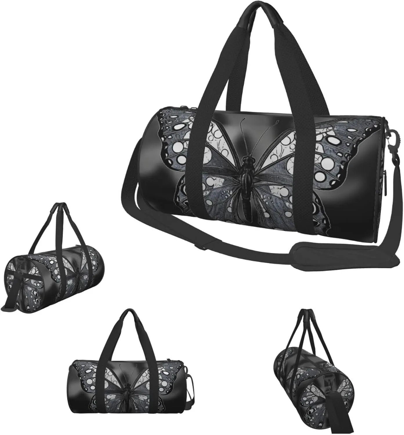 Duffle Bags Black Color Butterfly Gym Bag for Men Women Waterproof Travel Duffle Bags Convertible Carry on Garment Bag for Travel Sports
