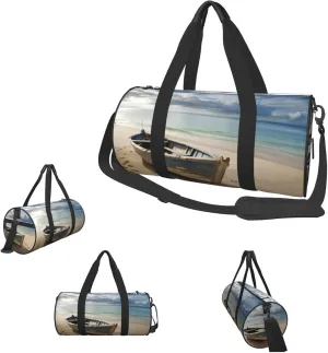 Duffle Bags Boat on the Beach Gym Bag for Men Women Waterproof Travel Duffle Bags Convertible Carry on Garment Bag for Travel Sports