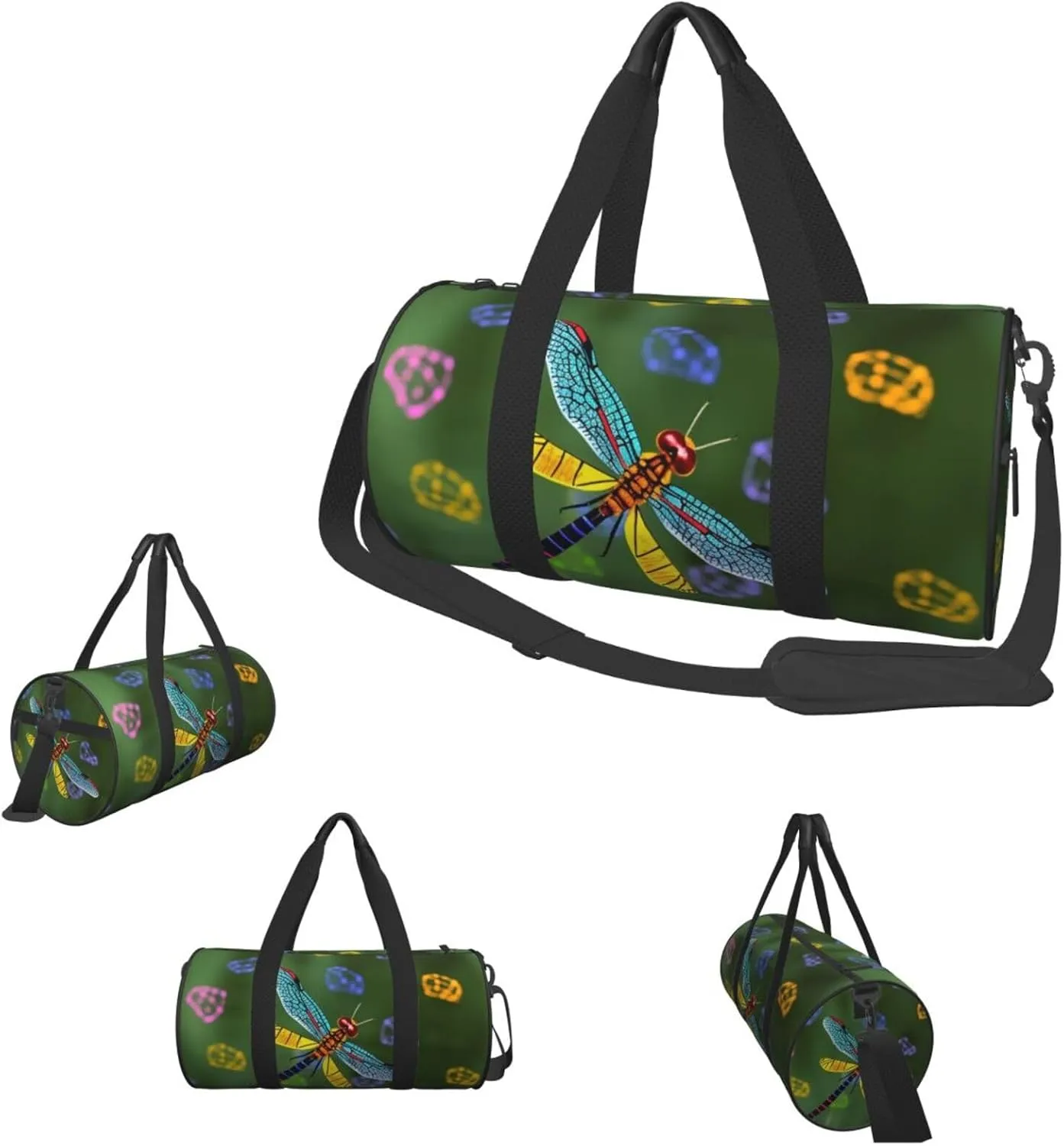 Duffle Bags Colorful Dragonfly Gym Bag for Men Women Waterproof Travel Duffle Bags Convertible Carry on Garment Bag for Travel Sports