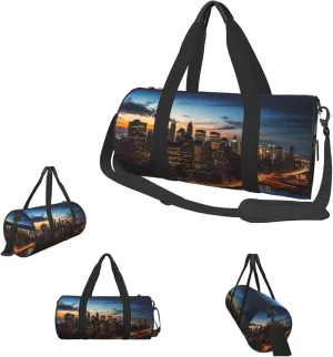 Duffle Bags New York City Scenery Gym Bag for Men Women Waterproof Travel Duffle Bags Convertible Carry on Garment Bag for Travel Sports