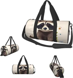 Duffle Bags Raccoon Gym Bag for Men Women Waterproof Travel Duffle Bags Convertible Carry on Garment Bag for Travel Sports