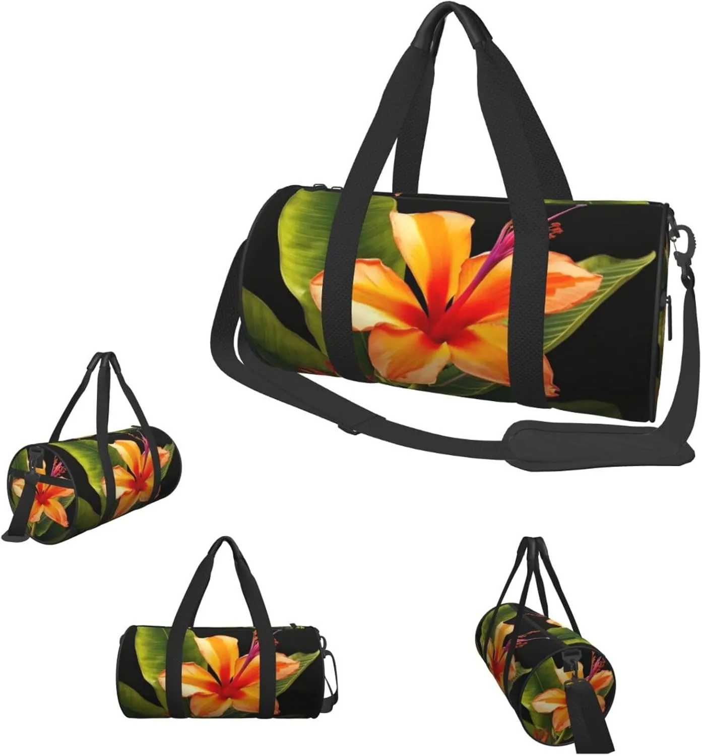 Duffle Bags Tropical flower Gym Bag for Men Women Waterproof Travel Duffle Bags Convertible Carry on Garment Bag for Travel Sports
