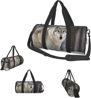 Duffle Bags Wolf in the snow Gym Bag for Men Women Waterproof Travel Duffle Bags Convertible Carry on Garment Bag for Travel Sports
