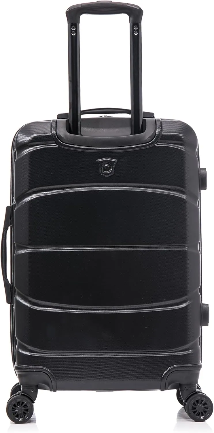 DUKAP SENSE Hardside Luggage with Spinner Wheels | 24 in Durable Lightweight Medium Checked Suitcase for Travel | Zipper Clouser Suit Case with Gel Handles and Trolley | Black