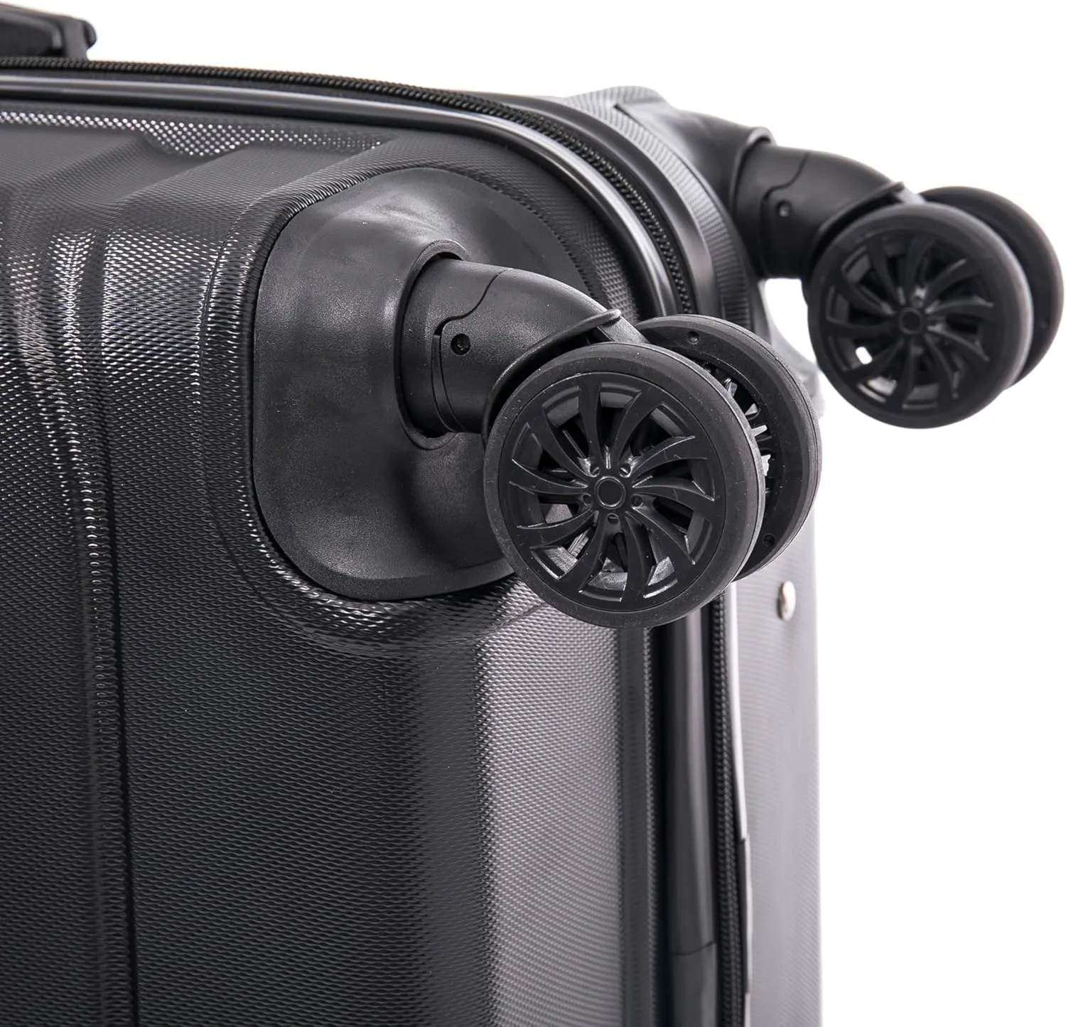 DUKAP SENSE Hardside Luggage with Spinner Wheels | 24 in Durable Lightweight Medium Checked Suitcase for Travel | Zipper Clouser Suit Case with Gel Handles and Trolley | Black