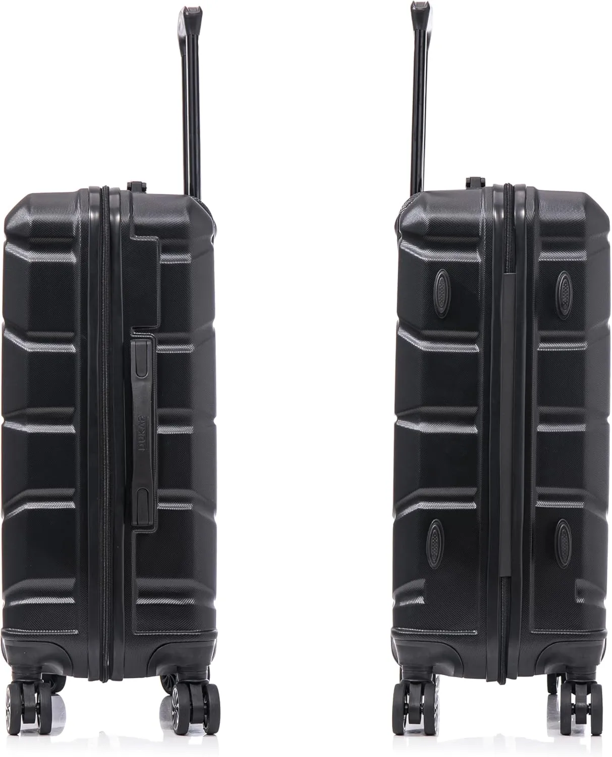 DUKAP SENSE Hardside Luggage with Spinner Wheels | 24 in Durable Lightweight Medium Checked Suitcase for Travel | Zipper Clouser Suit Case with Gel Handles and Trolley | Black