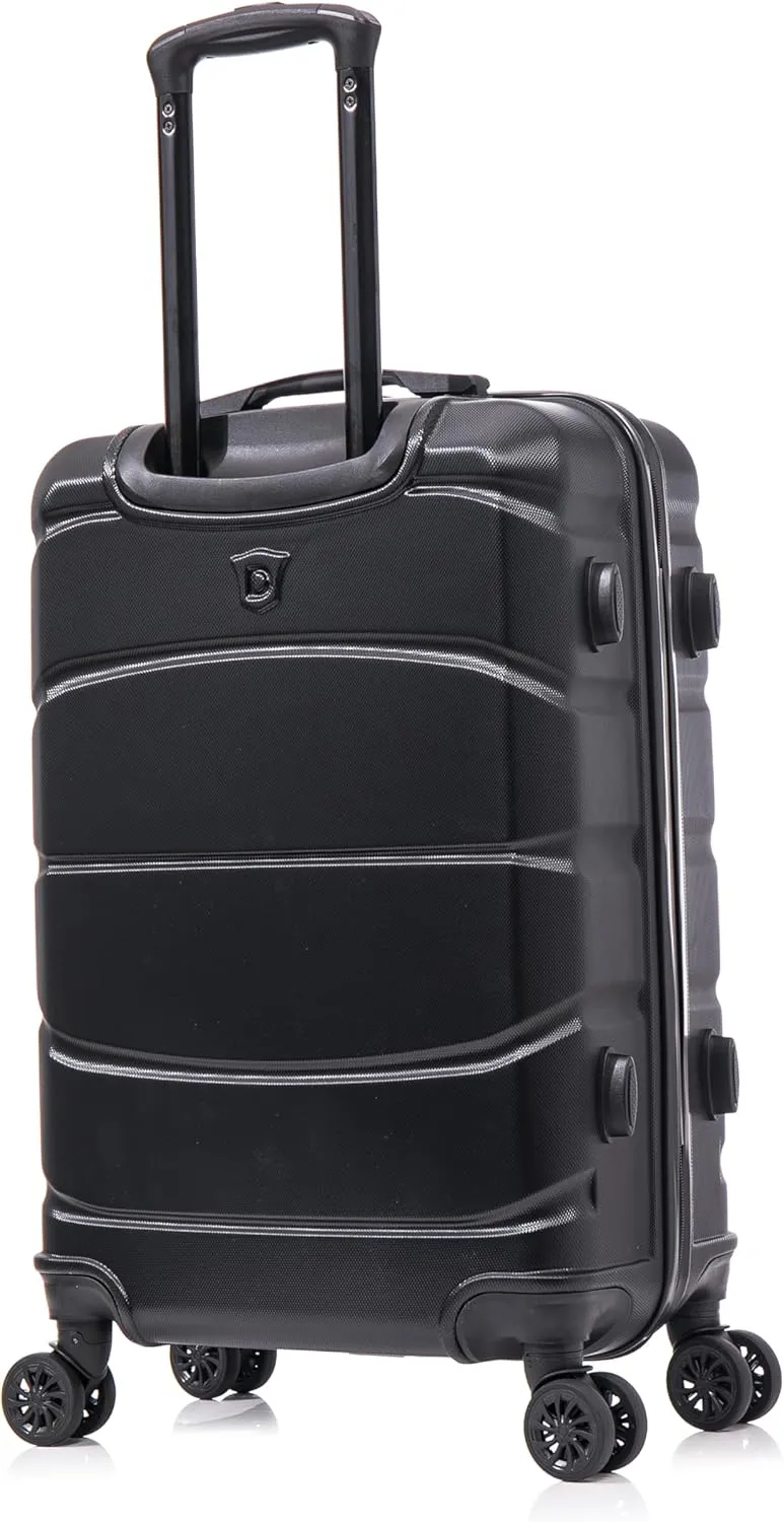 DUKAP SENSE Hardside Luggage with Spinner Wheels | 24 in Durable Lightweight Medium Checked Suitcase for Travel | Zipper Clouser Suit Case with Gel Handles and Trolley | Black