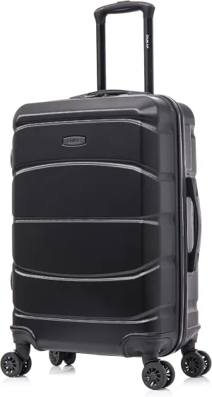 DUKAP SENSE Hardside Luggage with Spinner Wheels | 24 in Durable Lightweight Medium Checked Suitcase for Travel | Zipper Clouser Suit Case with Gel Handles and Trolley | Black