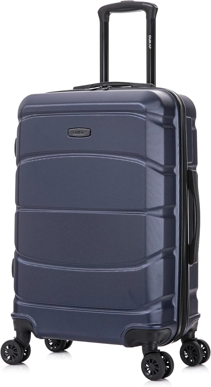 DUKAP SENSE Hardside Luggage with Spinner Wheels | 24 in Durable Lightweight Medium Checked Suitcase for Travel | Zipper Clouser Suit Case with Gel Handles and Trolley | Blue