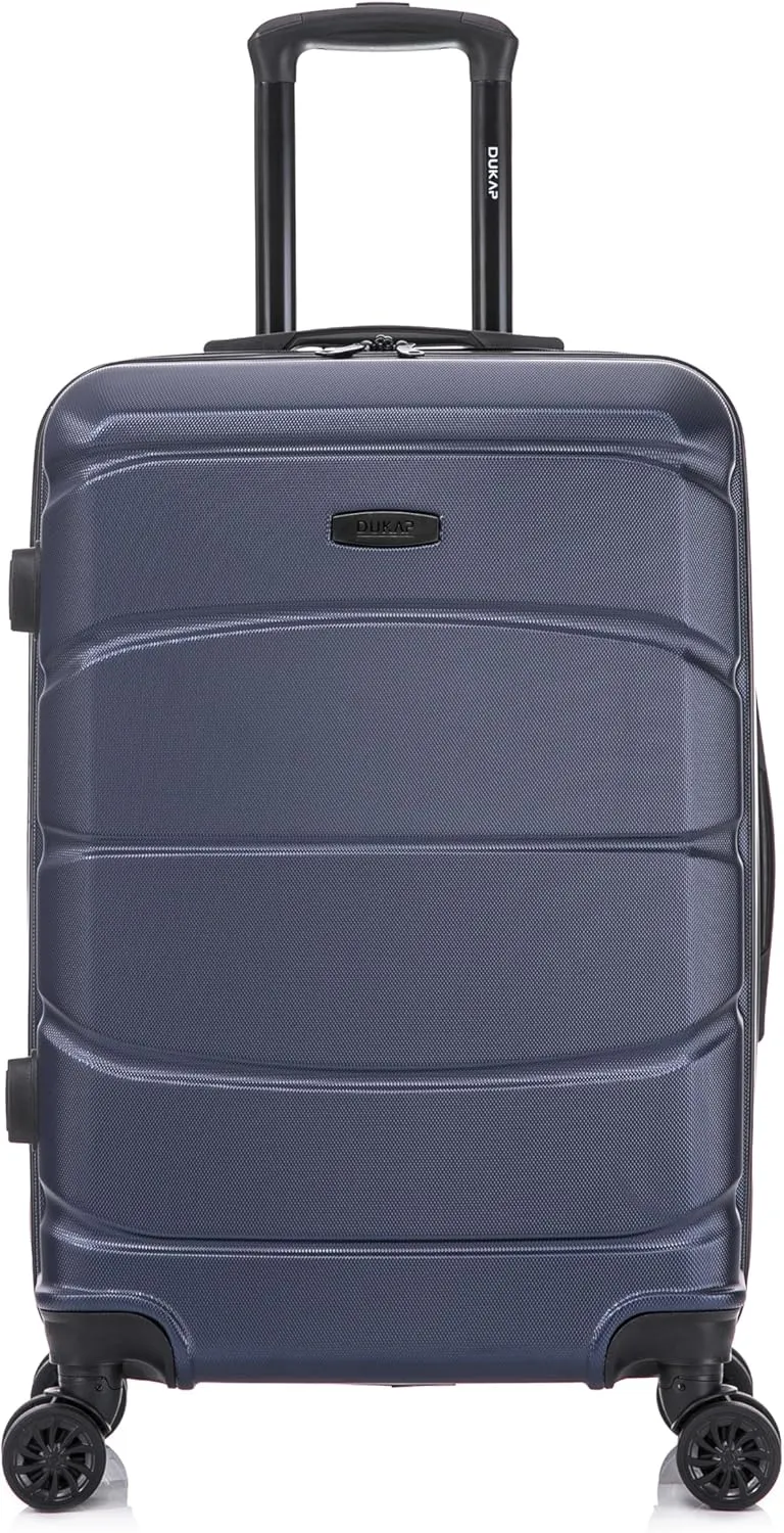 DUKAP SENSE Hardside Luggage with Spinner Wheels | 24 in Durable Lightweight Medium Checked Suitcase for Travel | Zipper Clouser Suit Case with Gel Handles and Trolley | Blue