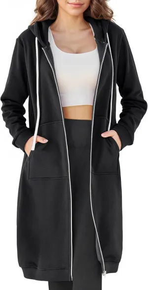 DUOYANGJIASHA Womens Hoodies Fashion Sweatshirts: Full Zip Up Winter Fleece Pullover Hoodies Fall Long Jackets with Pockets