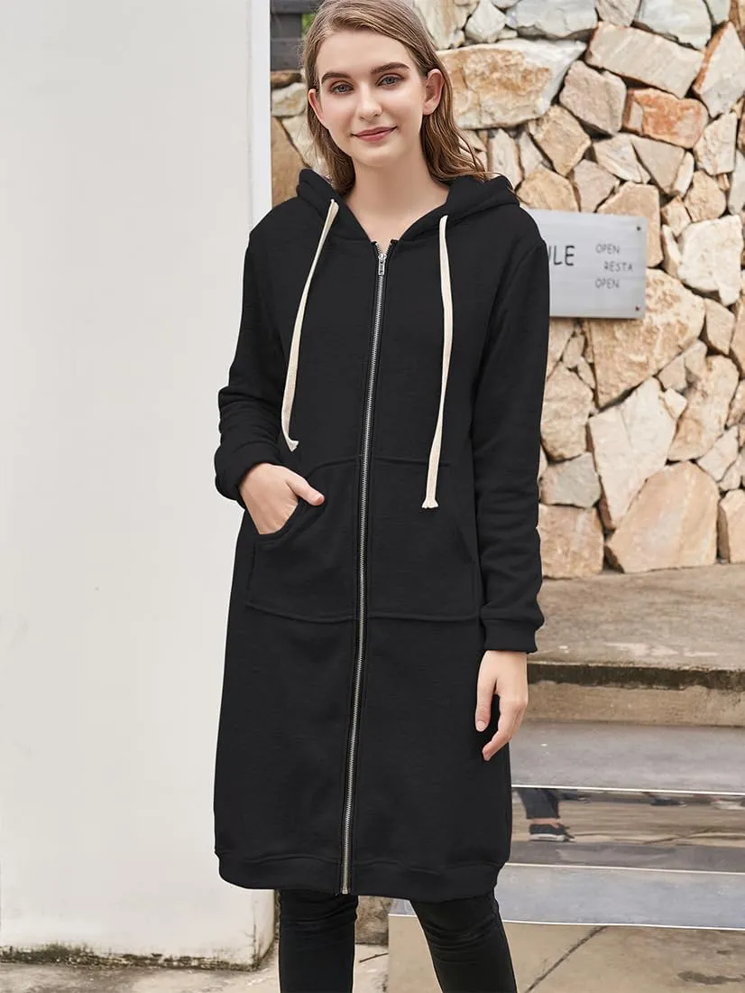 DUOYANGJIASHA Womens Hoodies Fashion Sweatshirts: Full Zip Up Winter Fleece Pullover Hoodies Fall Long Jackets with Pockets