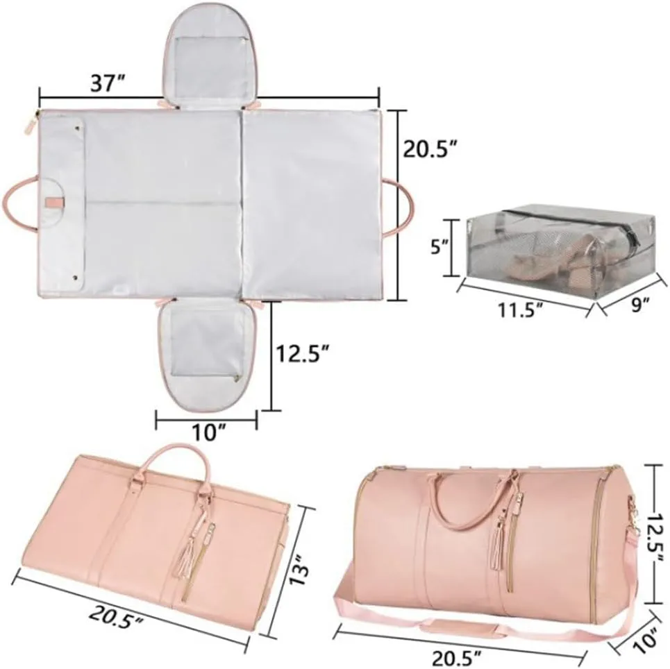 Emmafy Crossbody Bags for Women, TravelSmart - The Roomiest Carry-on Bag, Roll Up Convertible Garment Duffel Bag (Pink)