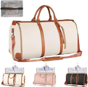 Emmafy Crossbody Bags for Women, TravelSmart - The Roomiest Carry-on Bag, Roll Up Convertible Garment Duffel Bag (White)