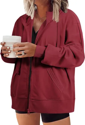 Eytino Women Plus Size Sweatshirts Long Sleeve Zip Up Oversized Casual Hoodies Jackets 2024 Fashion Fall Outfits(1X-5X)
