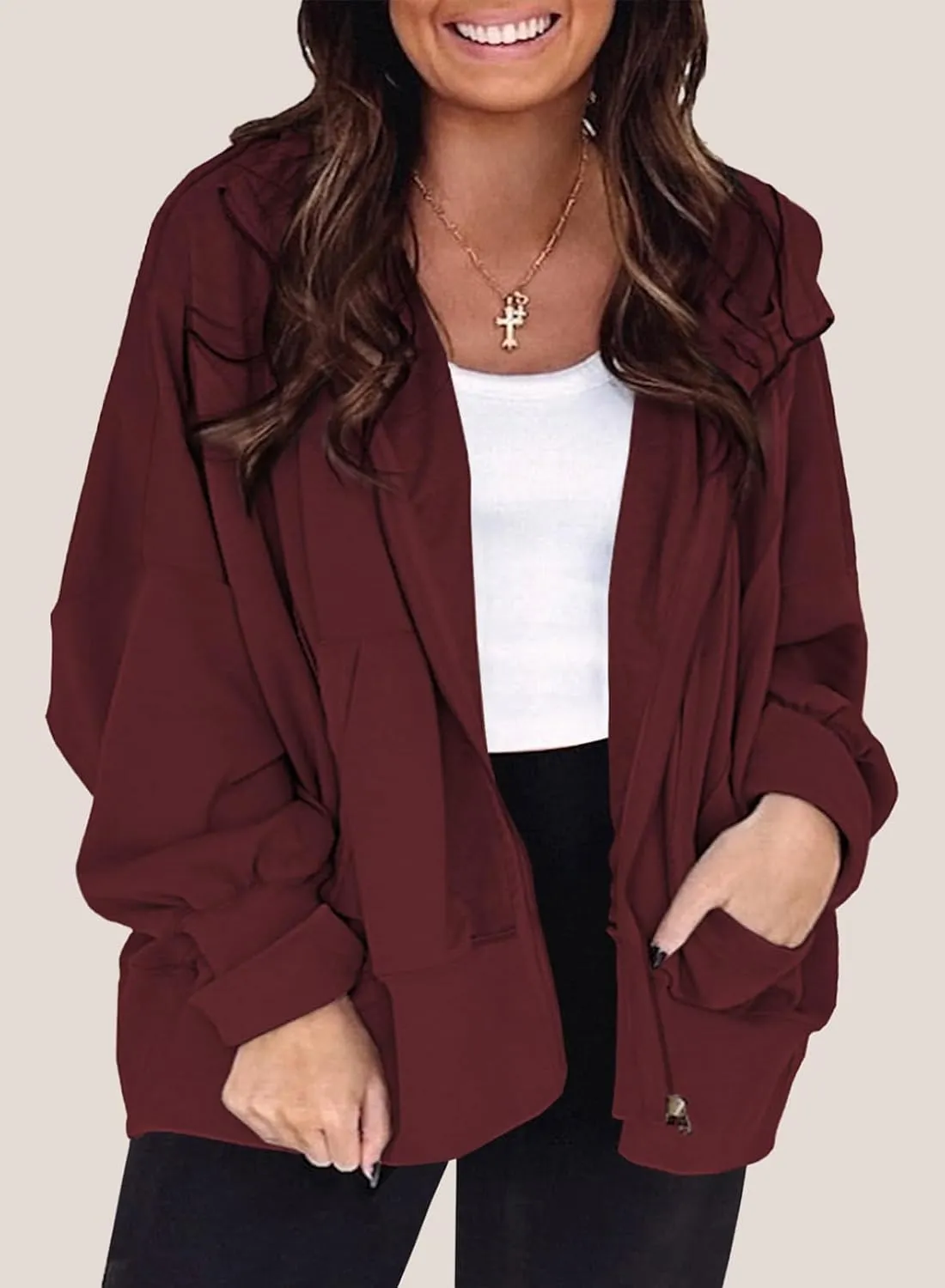 Eytino Women Plus Size Sweatshirts Long Sleeve Zip Up Oversized Casual Hoodies Jackets 2024 Fashion Fall Outfits(1X-5X)