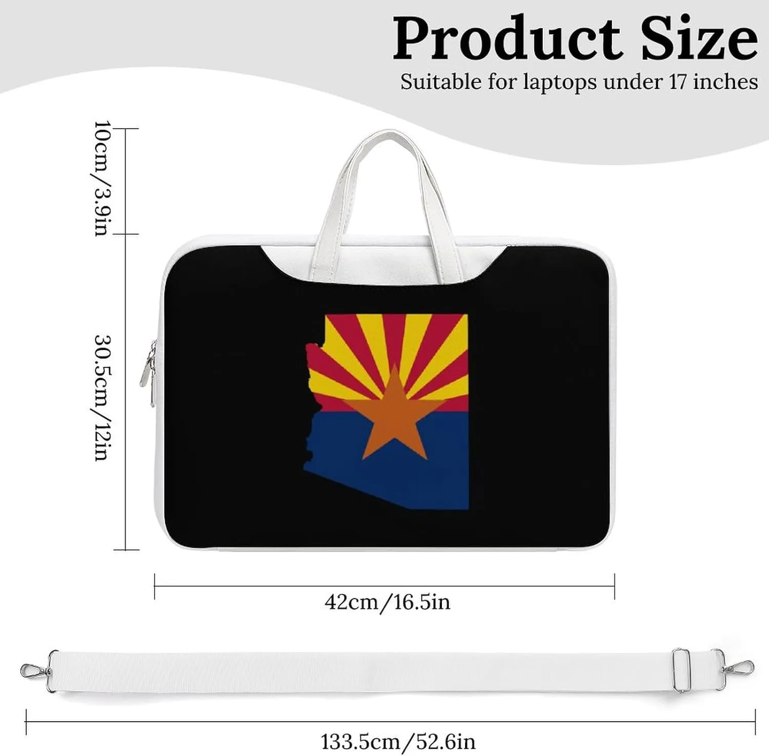 Flag Map Of Arizona Leather Bag Laptop Case Slim Water Resistant Computer Bags with Handle Briefcase for Work