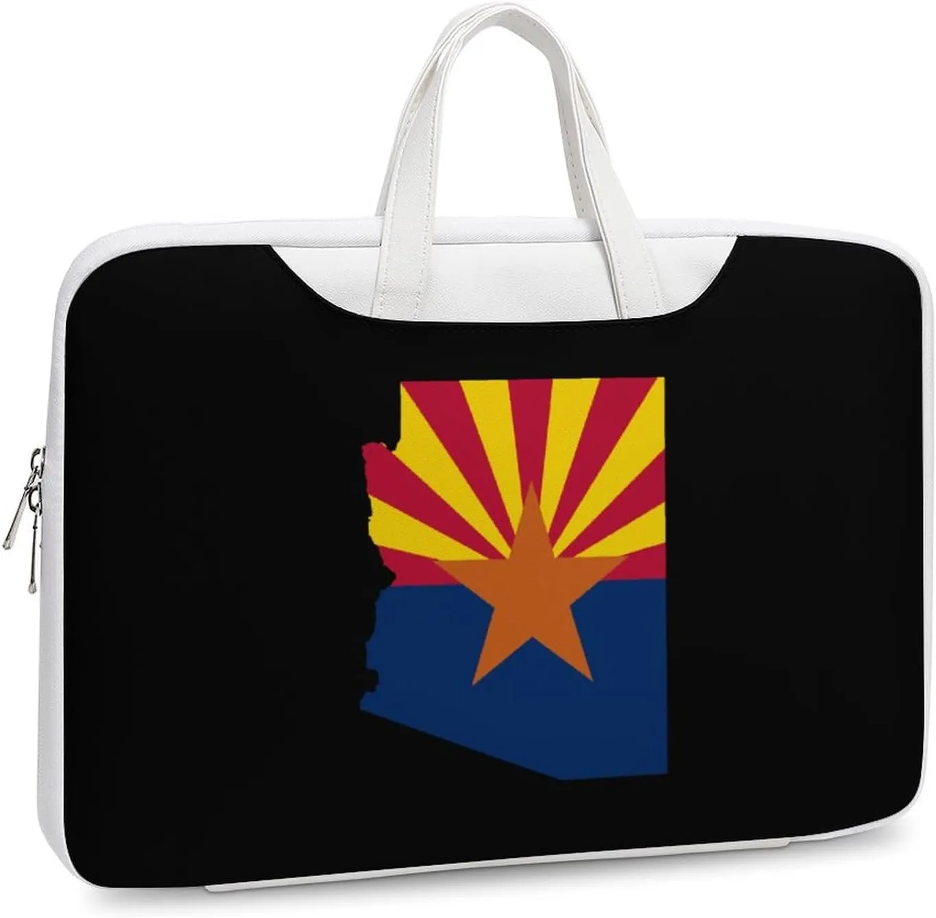 Flag Map Of Arizona Leather Bag Laptop Case Slim Water Resistant Computer Bags with Handle Briefcase for Work