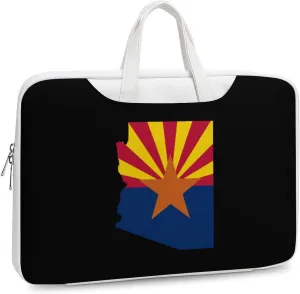 Flag Map Of Arizona Leather Bag Laptop Case Slim Water Resistant Computer Bags with Handle Briefcase for Work