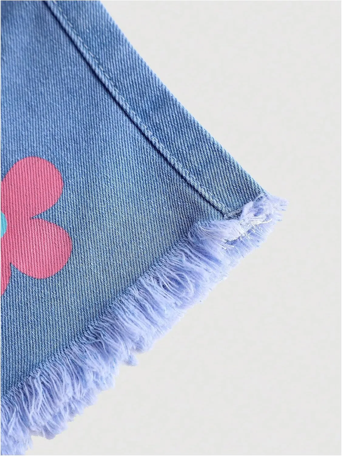 Floerns Toddler Girl's Floral Print Denim Skorts Elastic Waist Raw Hem Skirt Shorts