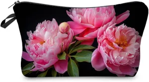 Floral Peony Cosmetic Bag for Women Cute Small Makeup Bag for Purse Travel Toiletry Zipper Pouch for Girls Gift for Sisters Peony Makeup Bag for Her