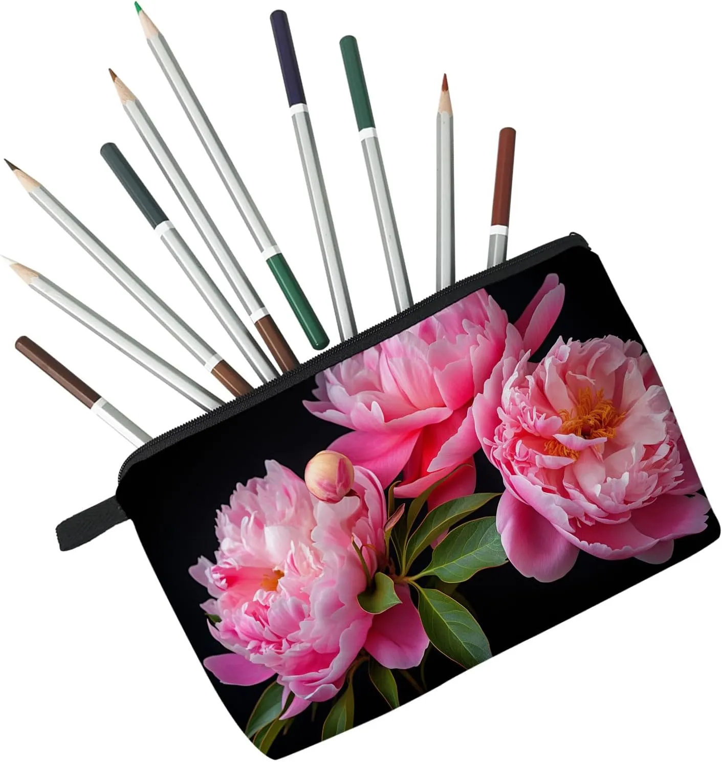 Floral Peony Cosmetic Bag for Women Cute Small Makeup Bag for Purse Travel Toiletry Zipper Pouch for Girls Gift for Sisters Peony Makeup Bag for Her