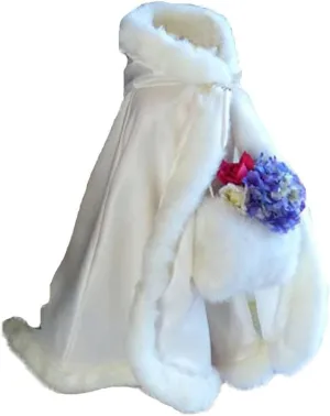 Flower Girl Winter Hooded Cloak Winter Wedding Cap for Kids Party Cape Cristmas Wraps