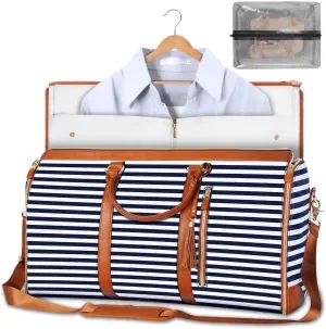 Folding Travel Garment Bags for Hanging Clothes and Suit Case (C Blue Stripe)