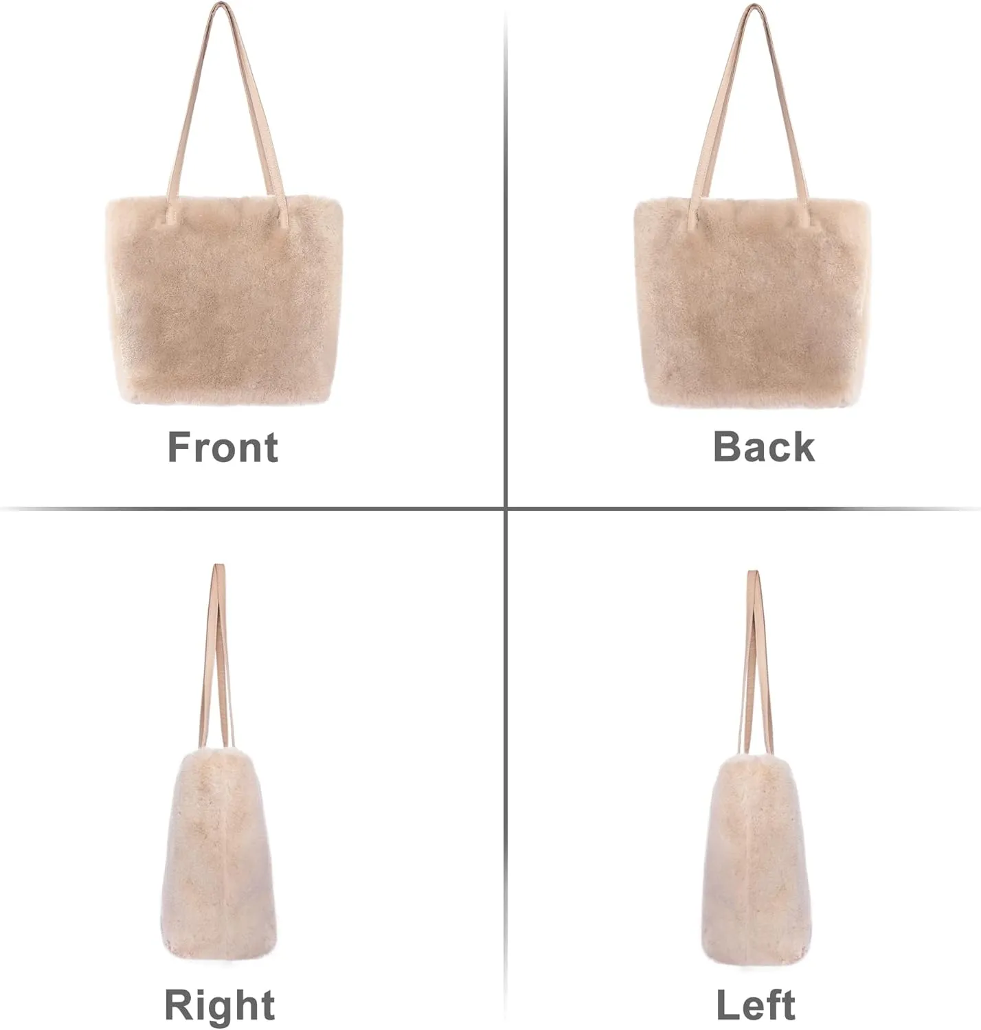 Fur Story Tote Bag Faux Fur Purses for Women Plush Handbag Fuzzy Shoulder Bag Big Capacity Black Purse for womens Girls