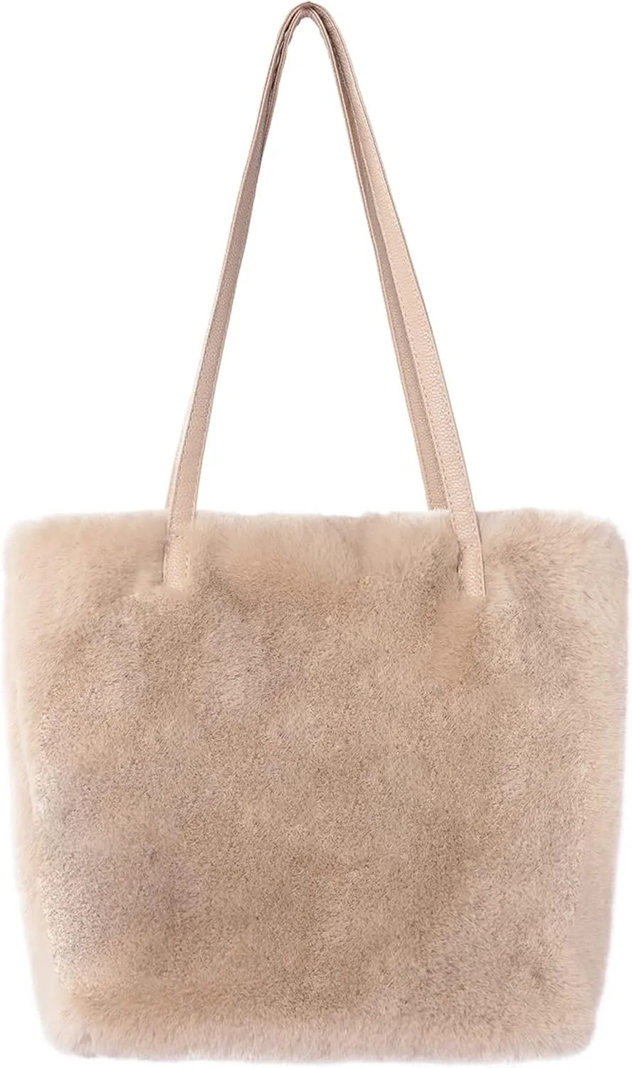 Fur Story Tote Bag Faux Fur Purses for Women Plush Handbag Fuzzy Shoulder Bag Big Capacity Black Purse for womens Girls