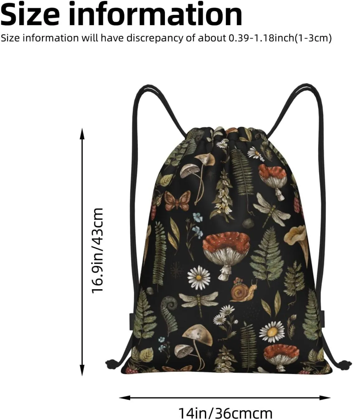 Gianlaima Wicthcrafts Red Mushroom Leaf Dragonfly Drawstring Bags Backpack Sport Ball Bag Sport Gym Sack Drawstring Bag String Bag Yoga Dance Travel Bag For Men Women
