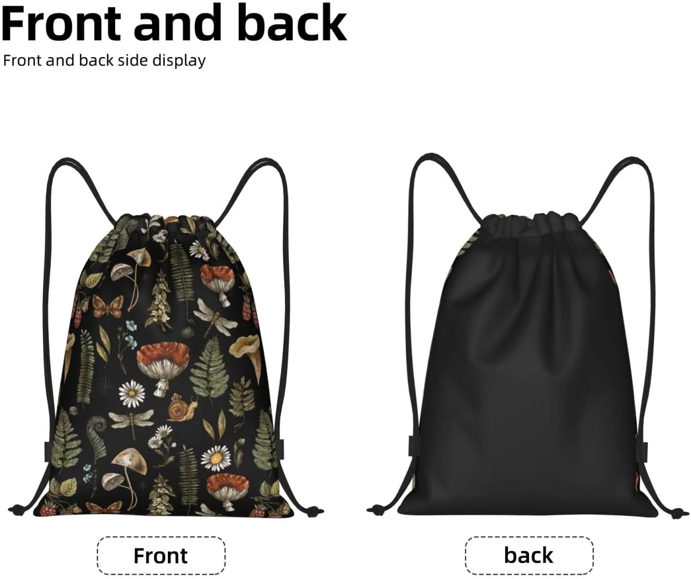 Gianlaima Wicthcrafts Red Mushroom Leaf Dragonfly Drawstring Bags Backpack Sport Ball Bag Sport Gym Sack Drawstring Bag String Bag Yoga Dance Travel Bag For Men Women