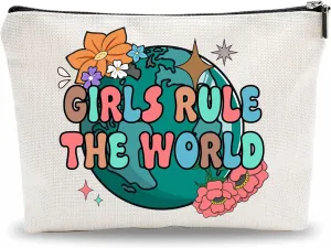 Girl Power Make Up Bag, Girls Rule The World Cosmetic Bag, Groovy Toiletry Bag, Birthday Gift For Her, Women Accessories - A20