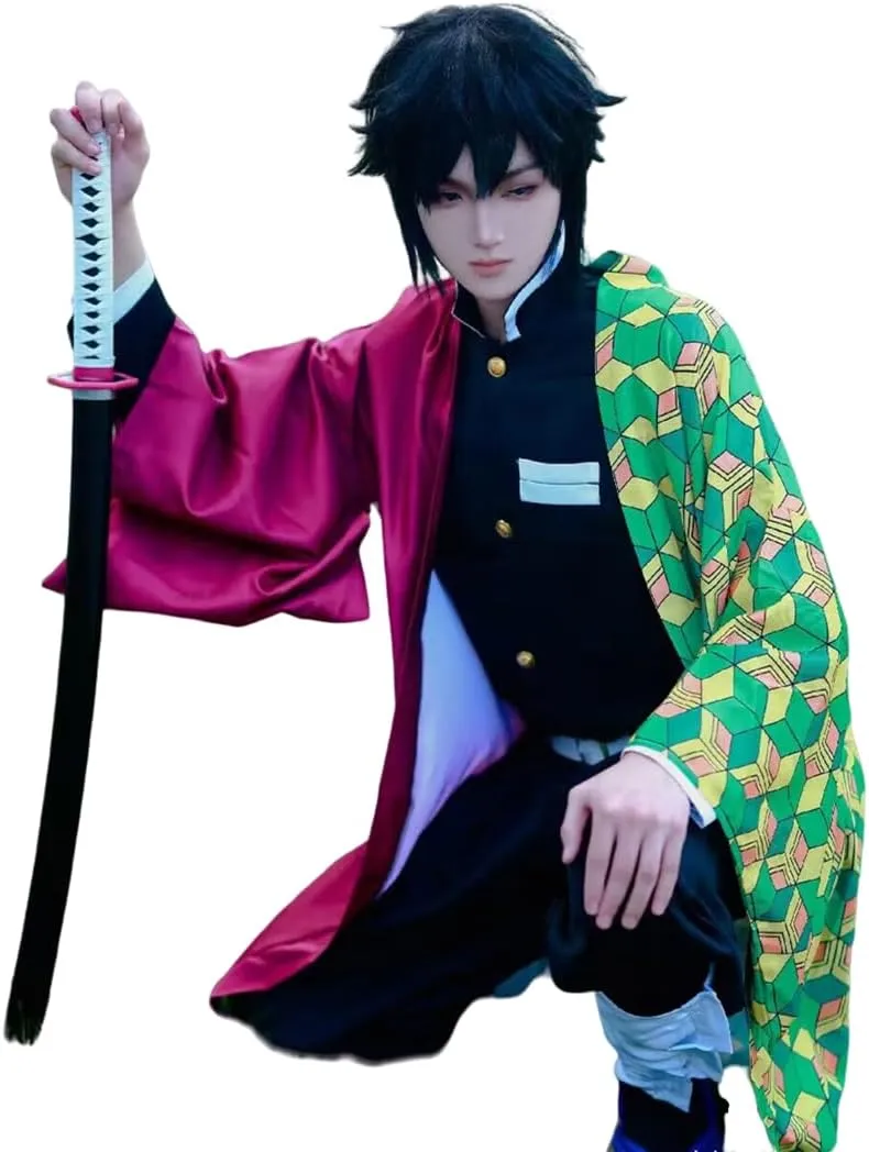 Giyuu Cosplay Costume Adult Anime Costume Halloween Cloak Kimono Outfit With For Wig