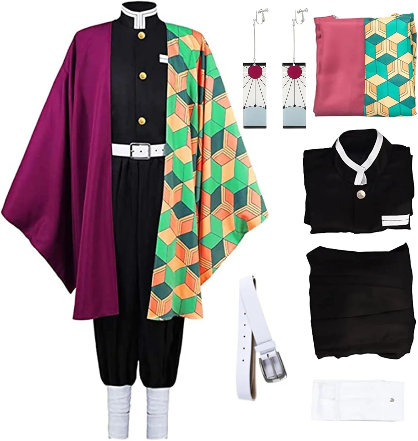 Giyuu Cosplay Costume Adult Anime Costume Halloween Cloak Kimono Outfit With For Wig