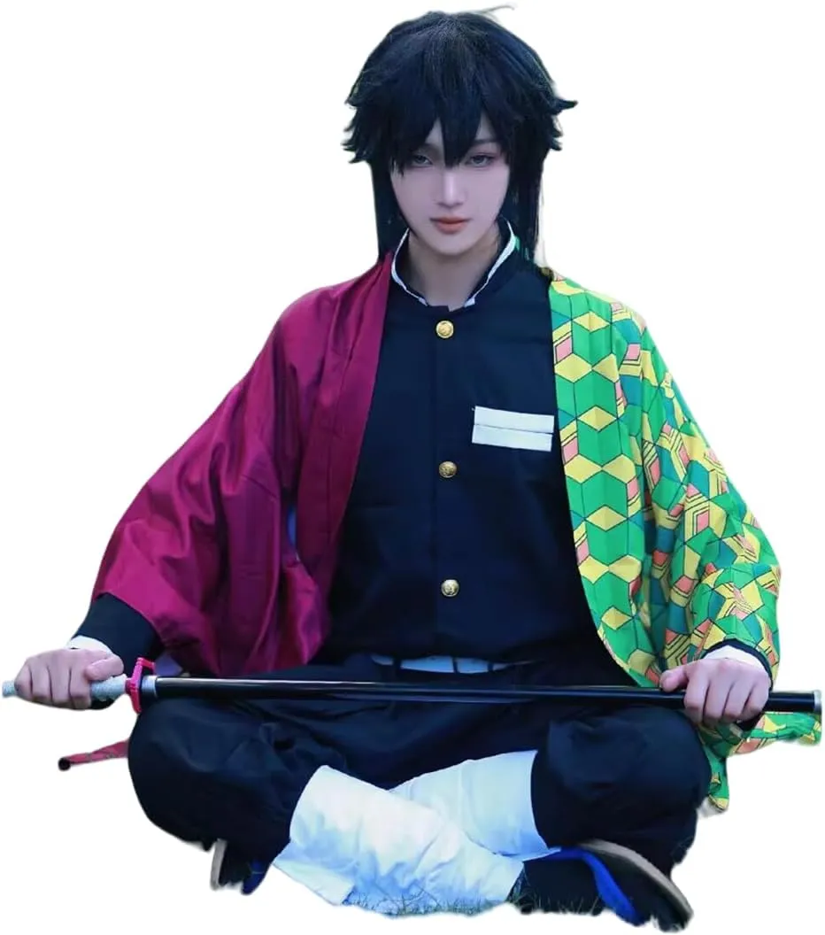 Giyuu Cosplay Costume Adult Anime Costume Halloween Cloak Kimono Outfit With For Wig