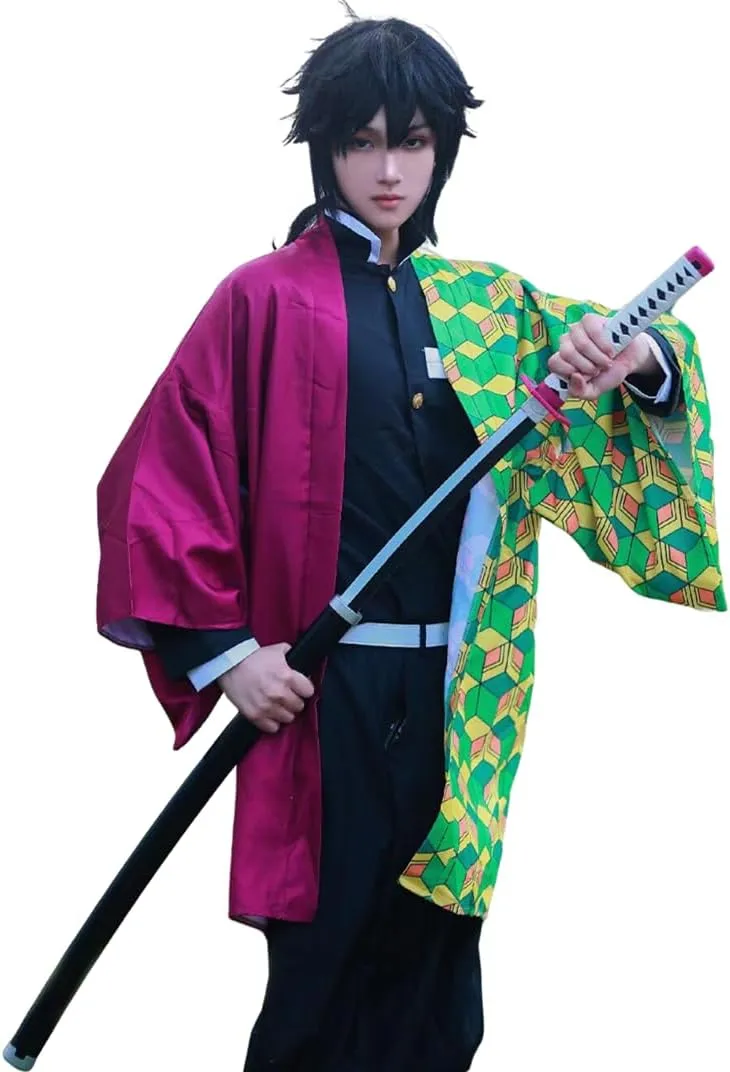 Giyuu Cosplay Costume Adult Anime Costume Halloween Cloak Kimono Outfit With For Wig
