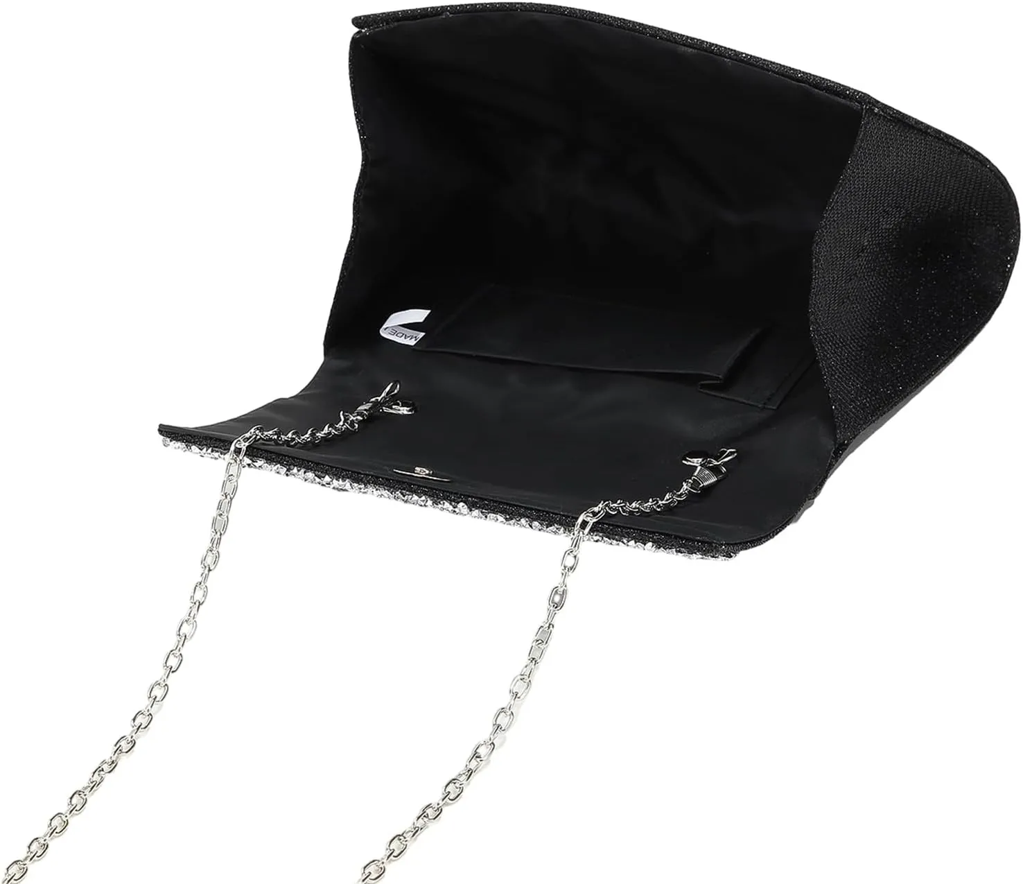 Glitter Clutch Purse Women Evening Handbag Small Phone Wallet Purse Shoulder Bag with Detachable Chain for Prom, Black