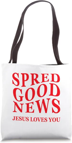 Good News Jesus Loves You Inspiring Christian Back Print Tote Bag