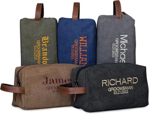 Groomsmen Gifts, Embroidered - Personalized Toiletry Bag w/ Name & Title, 5 Colors Custom Dopp Kit for Men, Travel Toiletry Bag for Men, 5 Fonts & 8 Thread Colors, Groomsmen Proposal Gifts