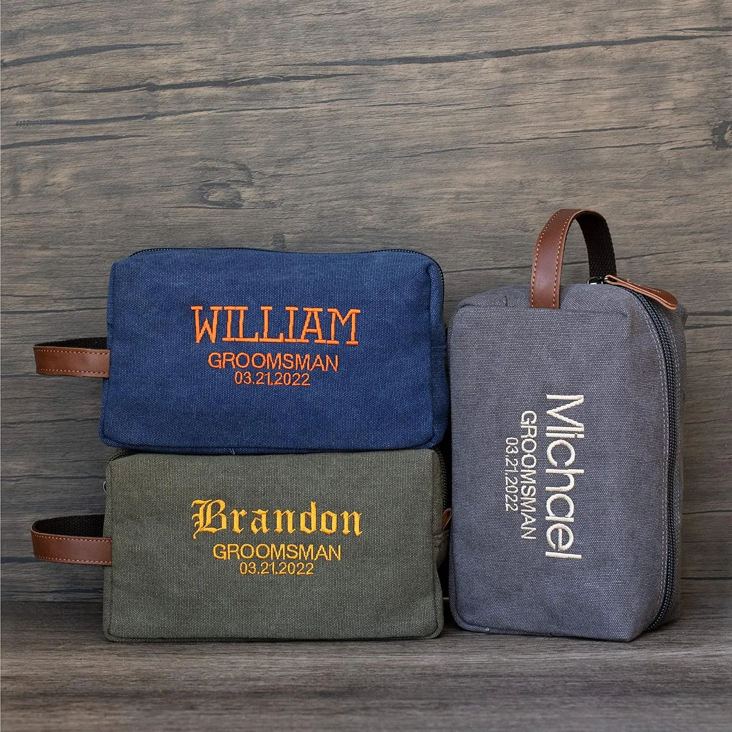 Groomsmen Gifts, Embroidered - Personalized Toiletry Bag w/ Name & Title, 5 Colors Custom Dopp Kit for Men, Travel Toiletry Bag for Men, 5 Fonts & 8 Thread Colors, Groomsmen Proposal Gifts