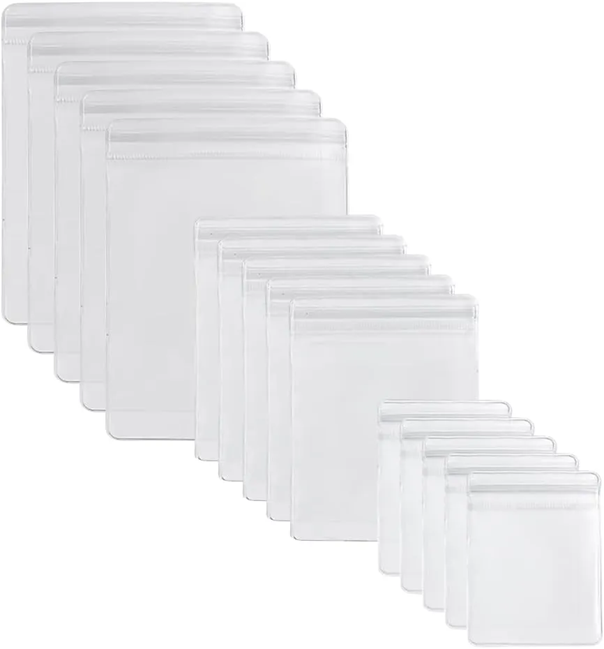 GSHLLO 60 Pcs Jewelry PVC Zipper Bag Anti Tarnish Pouches Small Clear Self Seal Bags Transparent Jewelry Storage Bag Plastic Zip Lock Pouches Necklace Organizer Bags