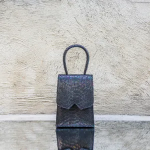 Gunmetal Snake Print Leather Mini Bag