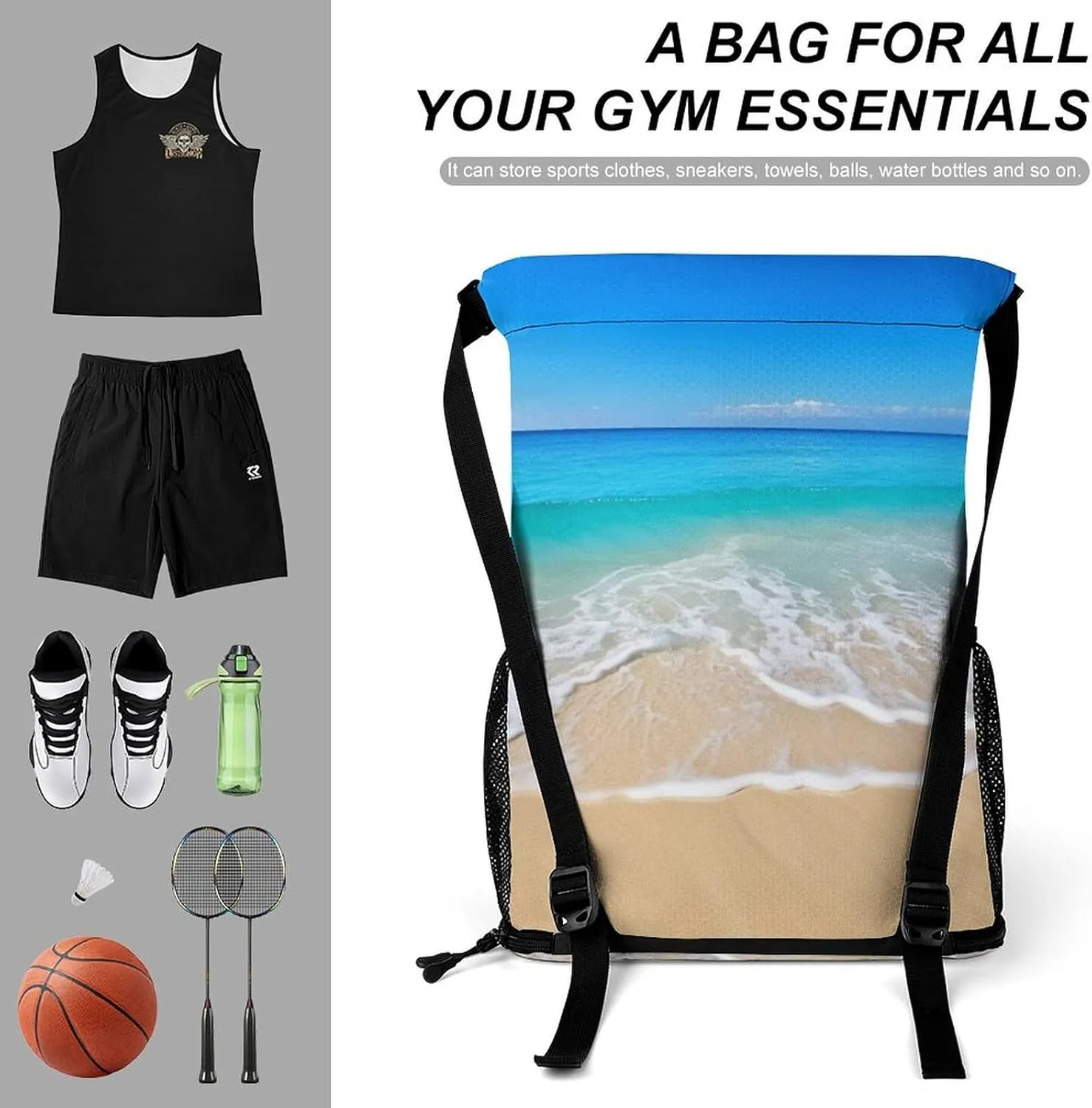 Gym Bag for Women Men Beach And SeaTravel Duffel Bag Large Capacity Sports Drawstring Backpack
