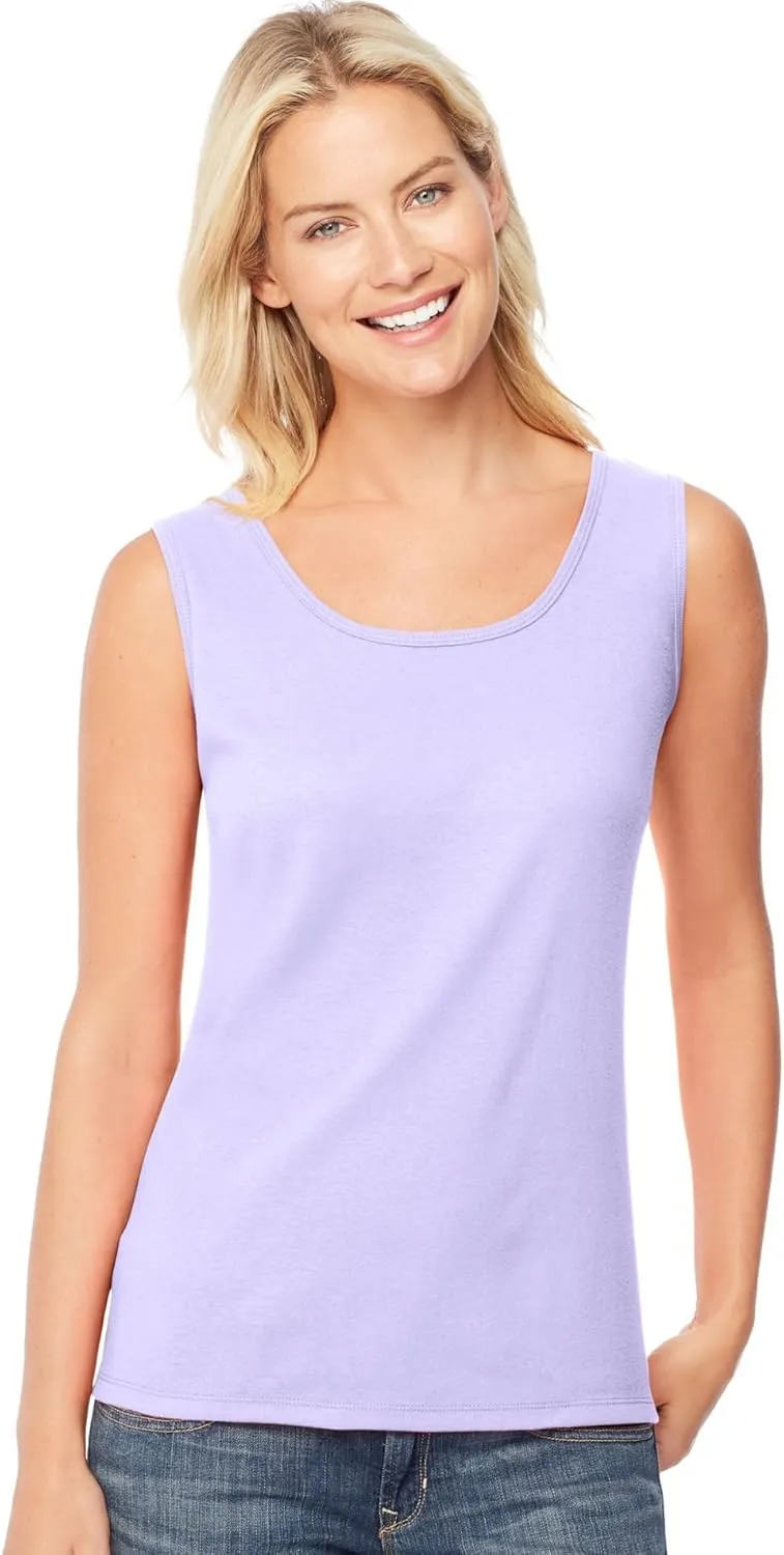 Hanes Women`s Mini-Ribbed Cotton Tank Set of 3