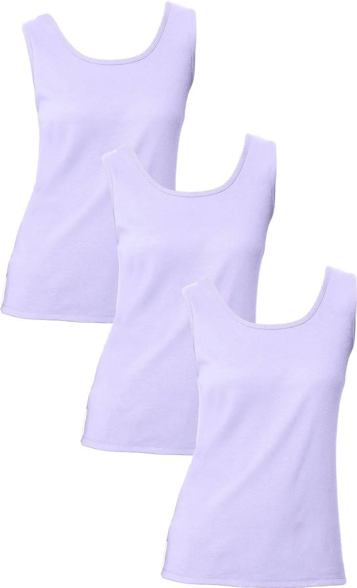 Hanes Women`s Mini-Ribbed Cotton Tank Set of 3