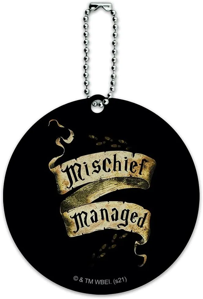 Harry Potter Mischief Managed Round Luggage ID Tag Card Suitcase Carry-On