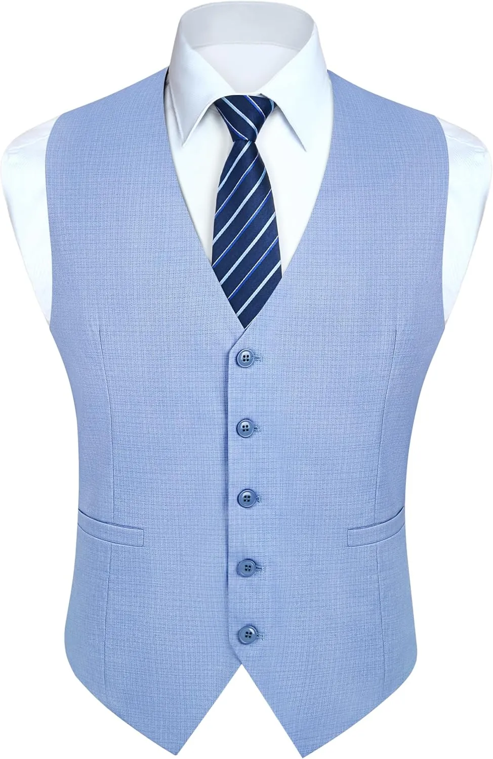 HISDERN Men's Suit Vest Business Plaid Formal Dress Waistcoat Slim Fit Vests for Men with 3 Pocket for Suit or Tuxedo