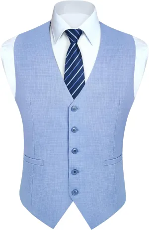 HISDERN Men's Suit Vest Business Plaid Formal Dress Waistcoat Slim Fit Vests for Men with 3 Pocket for Suit or Tuxedo