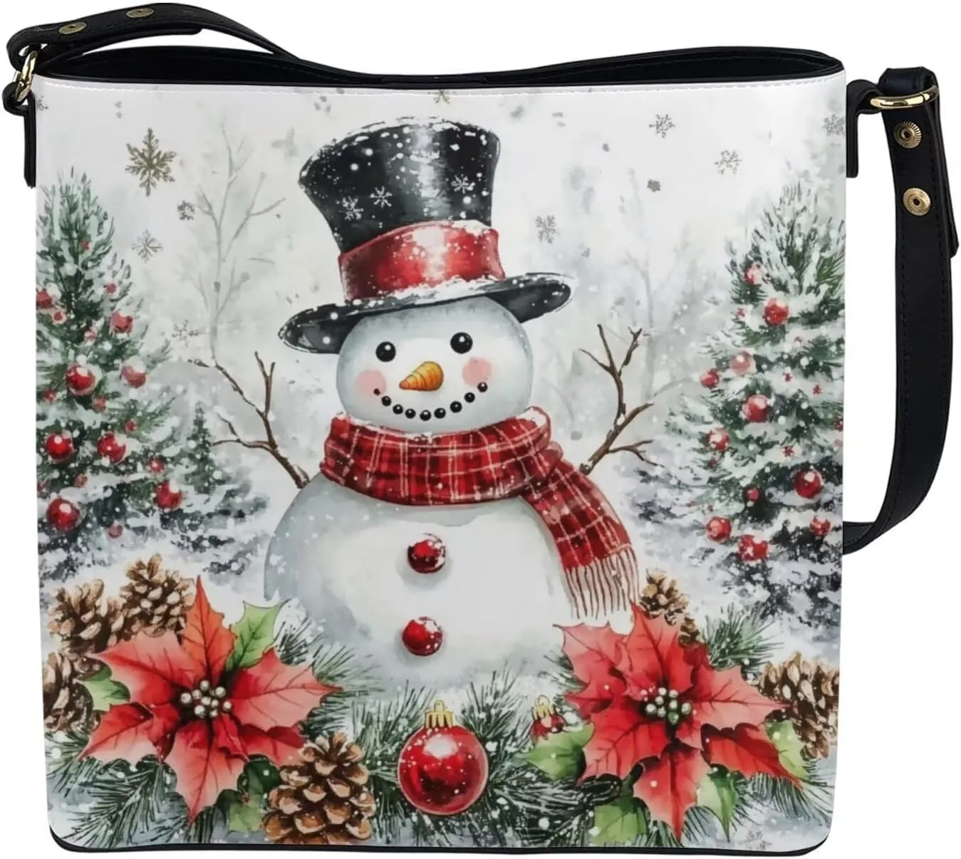 HUGS IDEA Leather Bucket Handbag Shoulder Bags Tote Handle Bags Bobo Cross-body Purse